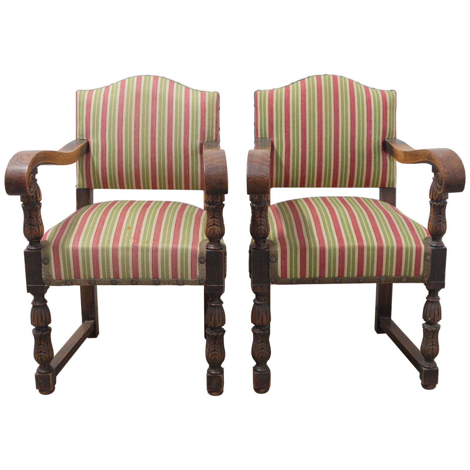 Paire de fauteuils espagnols en châtaignier, mid-century