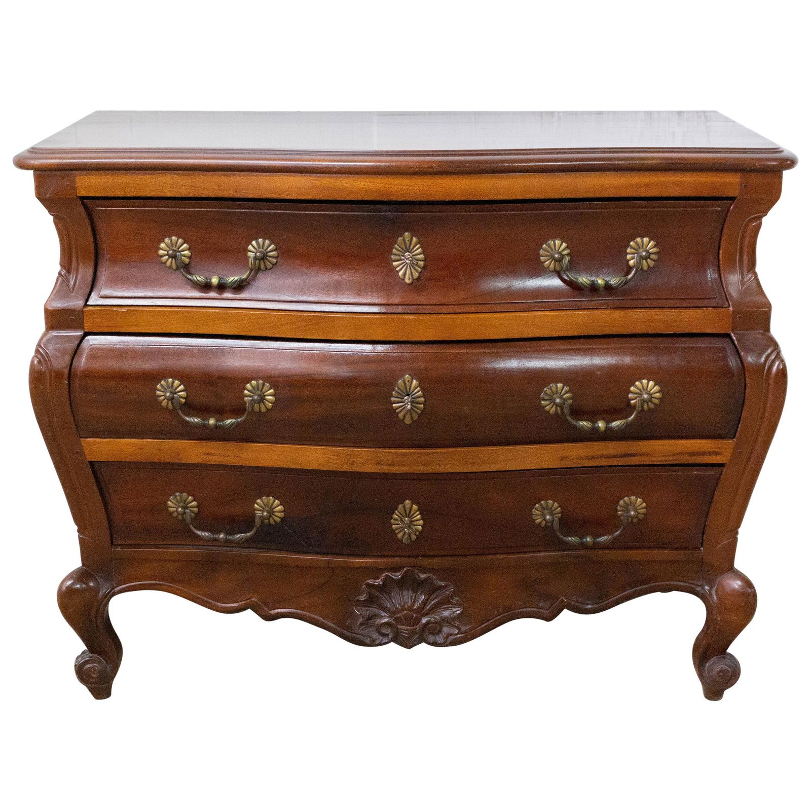Commode de style Louis XV en iroko, mid-century