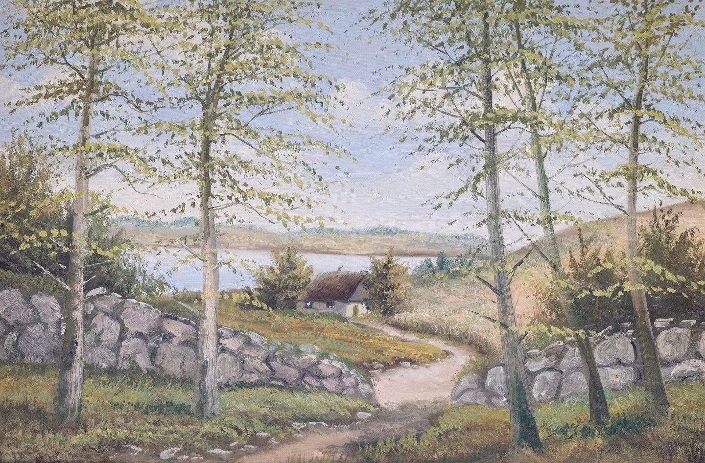 Oil Painting With Natural Motif And With Gilded Frame From The 1930s. photo for sale