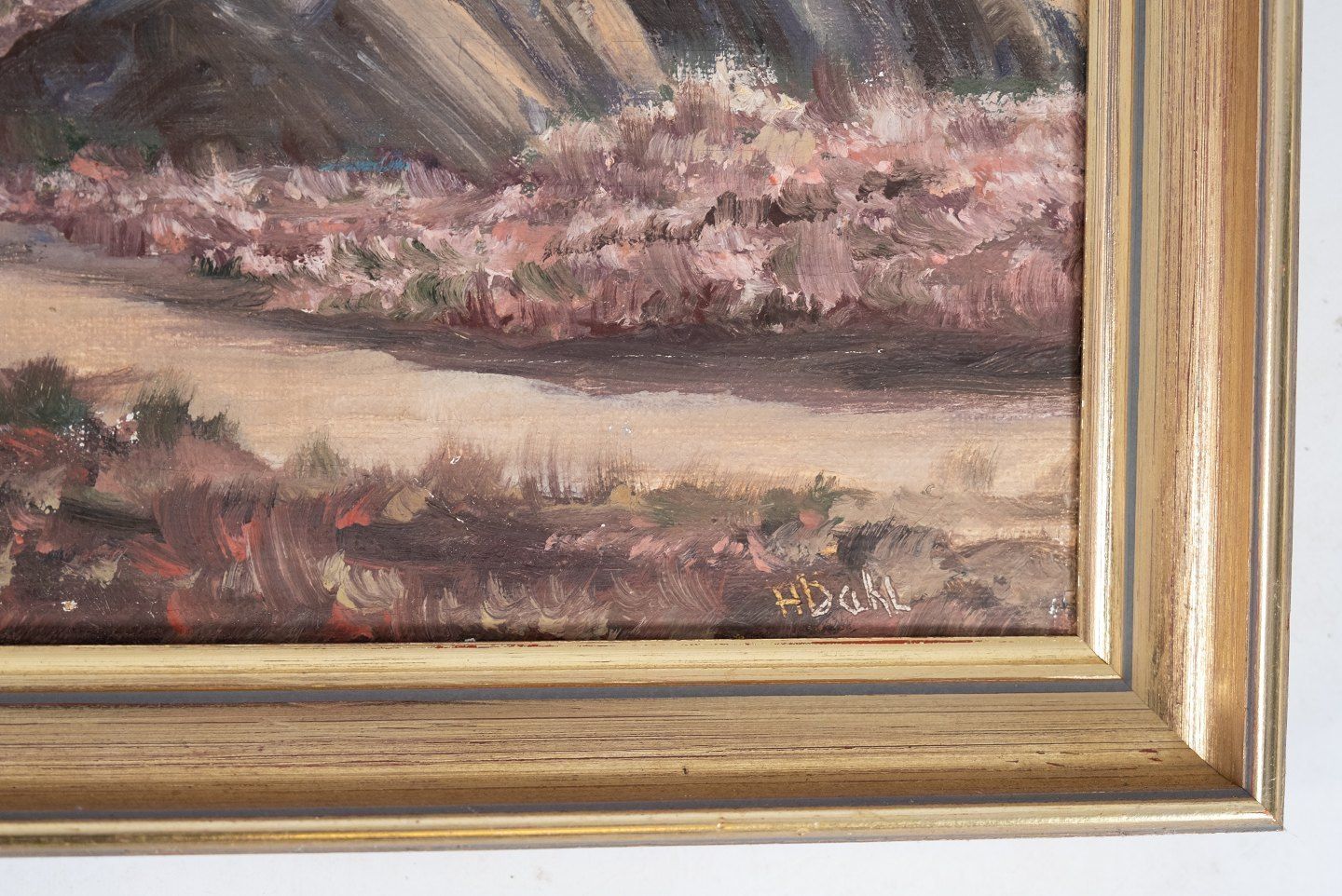 Oil Painting With Beach Motif And Gilded Frame, With Unknown Signature From The 1930s. photo furniture