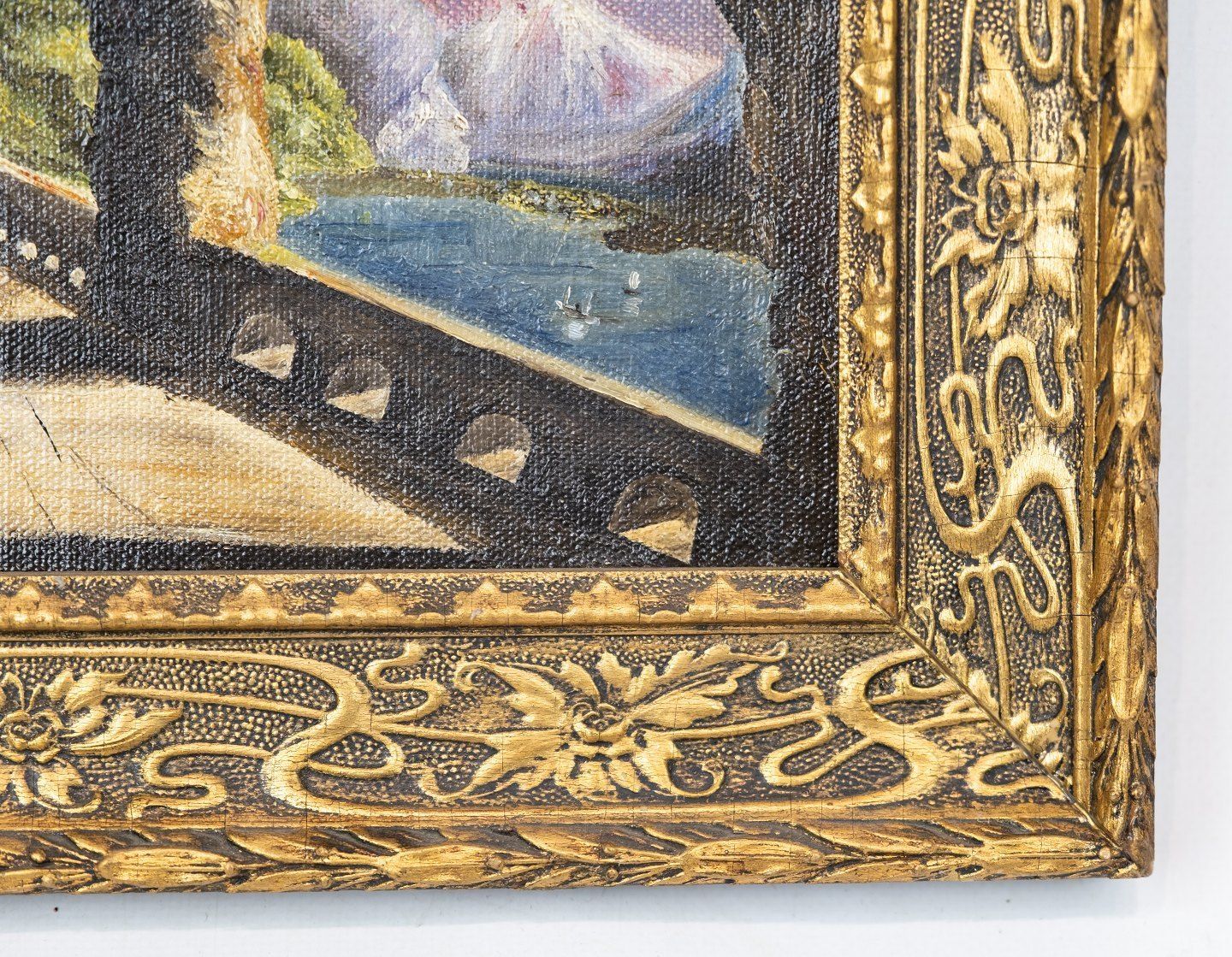 Oil Painting With Motif Of Tunnel And With Gilded Frame. photo for sale