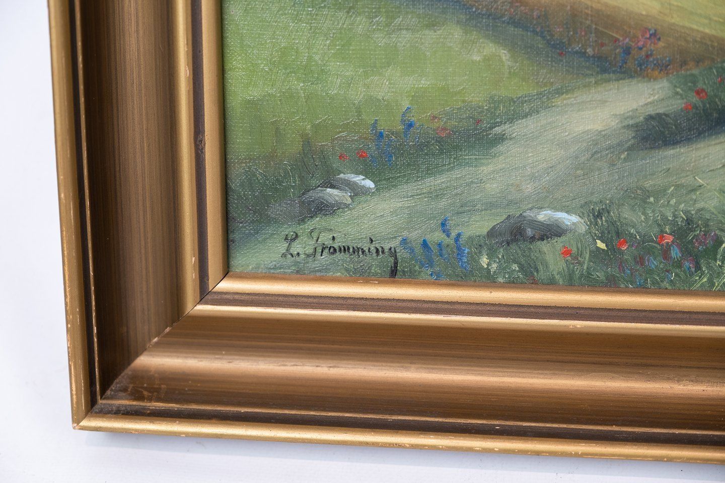 Oil Painting With Natural Motif And Gilded Frame By Carl Leo Frømming. photo for sale