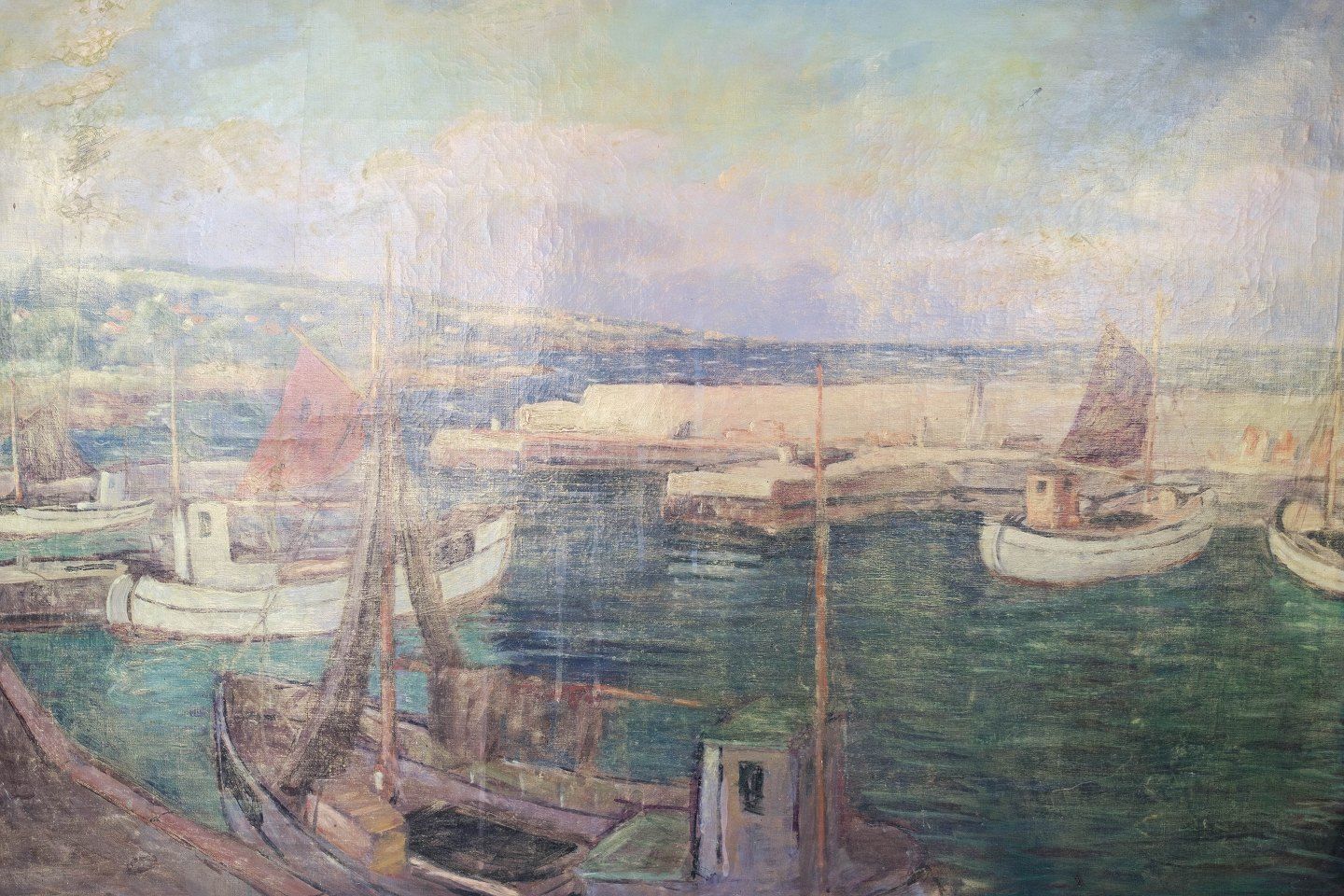 Oil Painting With Marine Motif With Gilded Frame By Jens Aabo From 1958 Framed By Kleis Vesterbro. photo for sale