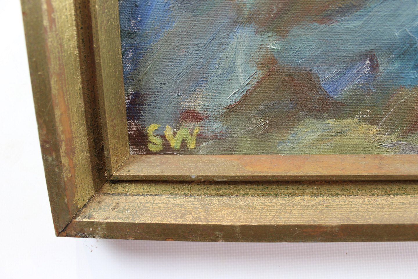 Oil Painting In Warm Colors With Gilded Frame Signed Sw By Sixten Wiklund. photo Art