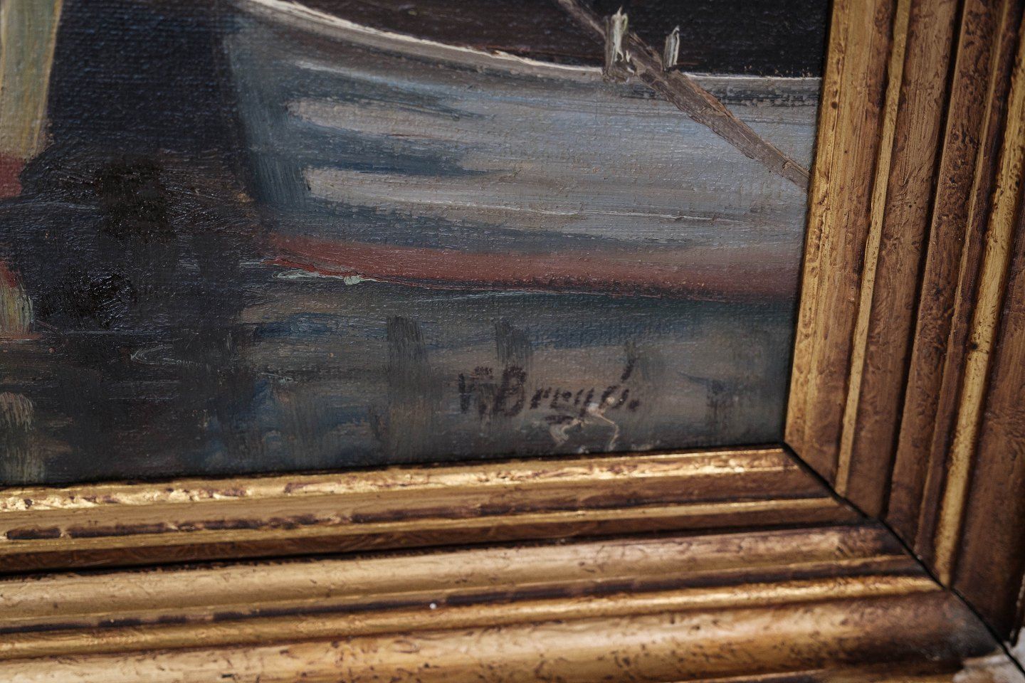 Oil Painting With Motif Of Copenhagen And Gilded Frame, Signed Valdemar Brunø. photo Art