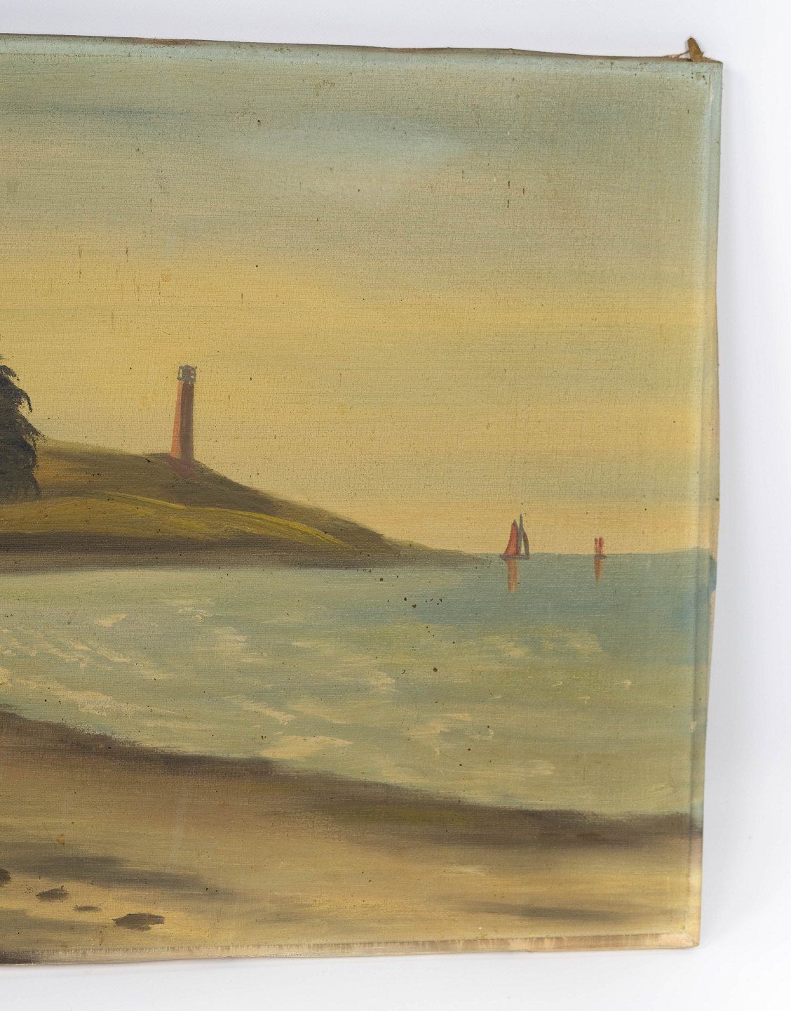 Oil Painting With Beach Motif And Unknown Signature From The 1930s. photo for sale