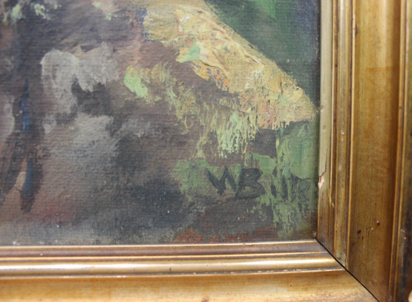 Oil Painting In Dark Colors Signed M. Bille. photo Art