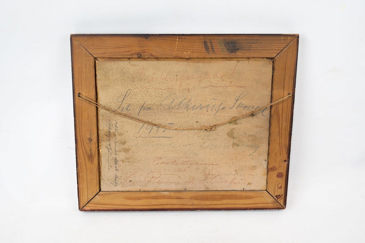 Oil Painting With Yard Motif And Dark Wooden Frame, From 1915. photo 150.0