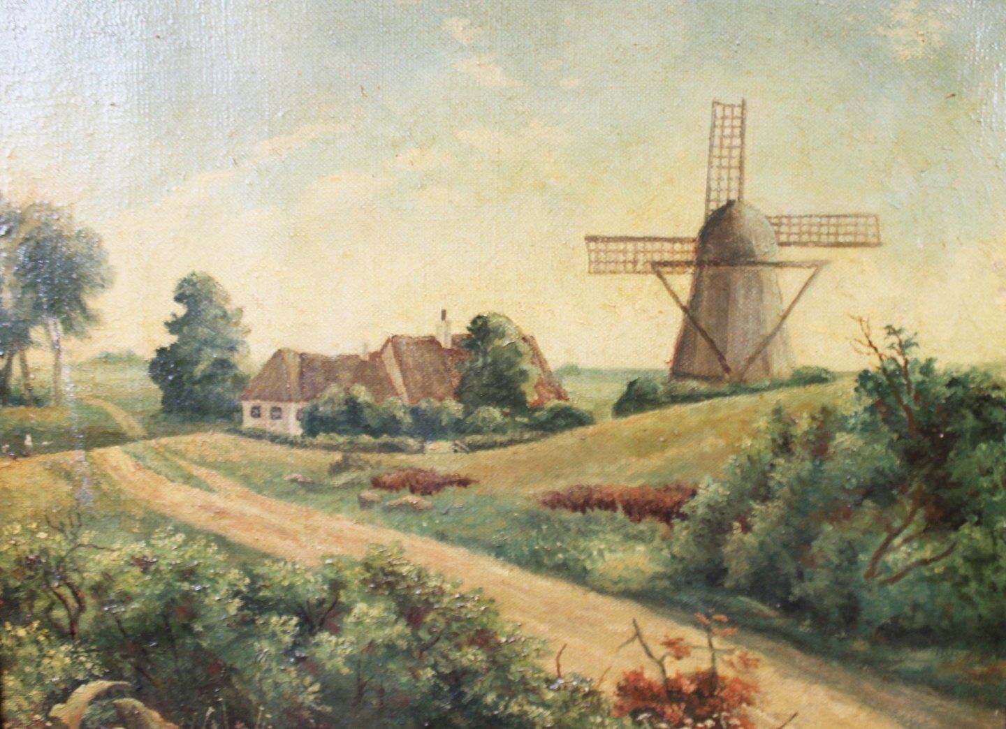 Oil Painting With Rural Motif Without Signature. photo furniture