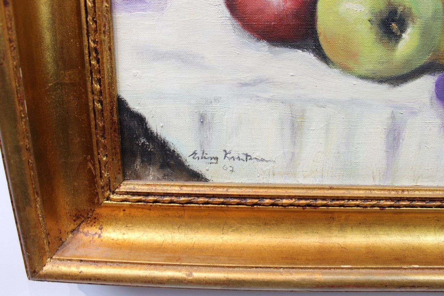 Oil Painting With Motif Of Different Fruit Signed Erling Kristensen 07. photo Art