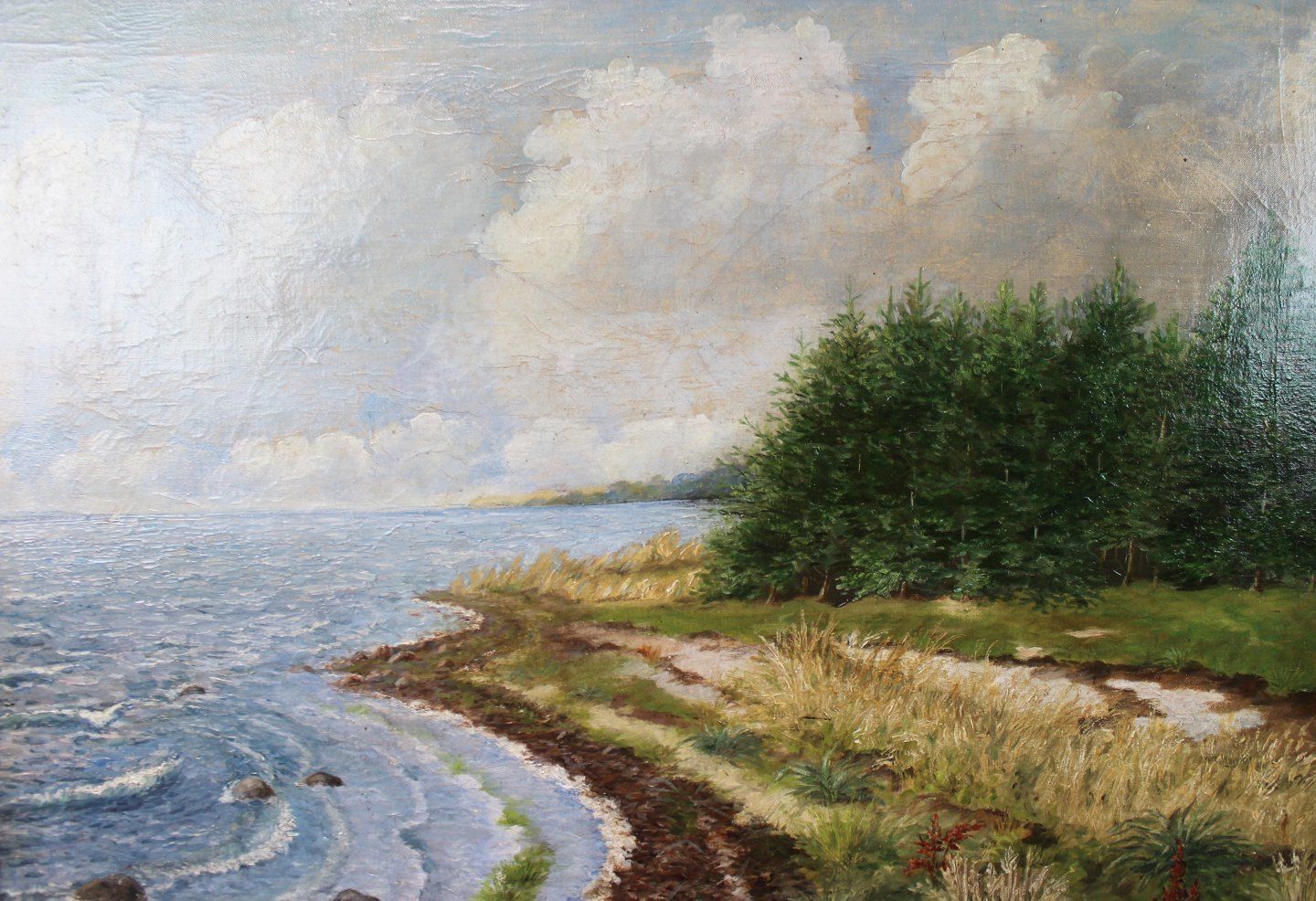 Oil Painting With Beach Motif With Unknown Signature From 1990. photo furniture
