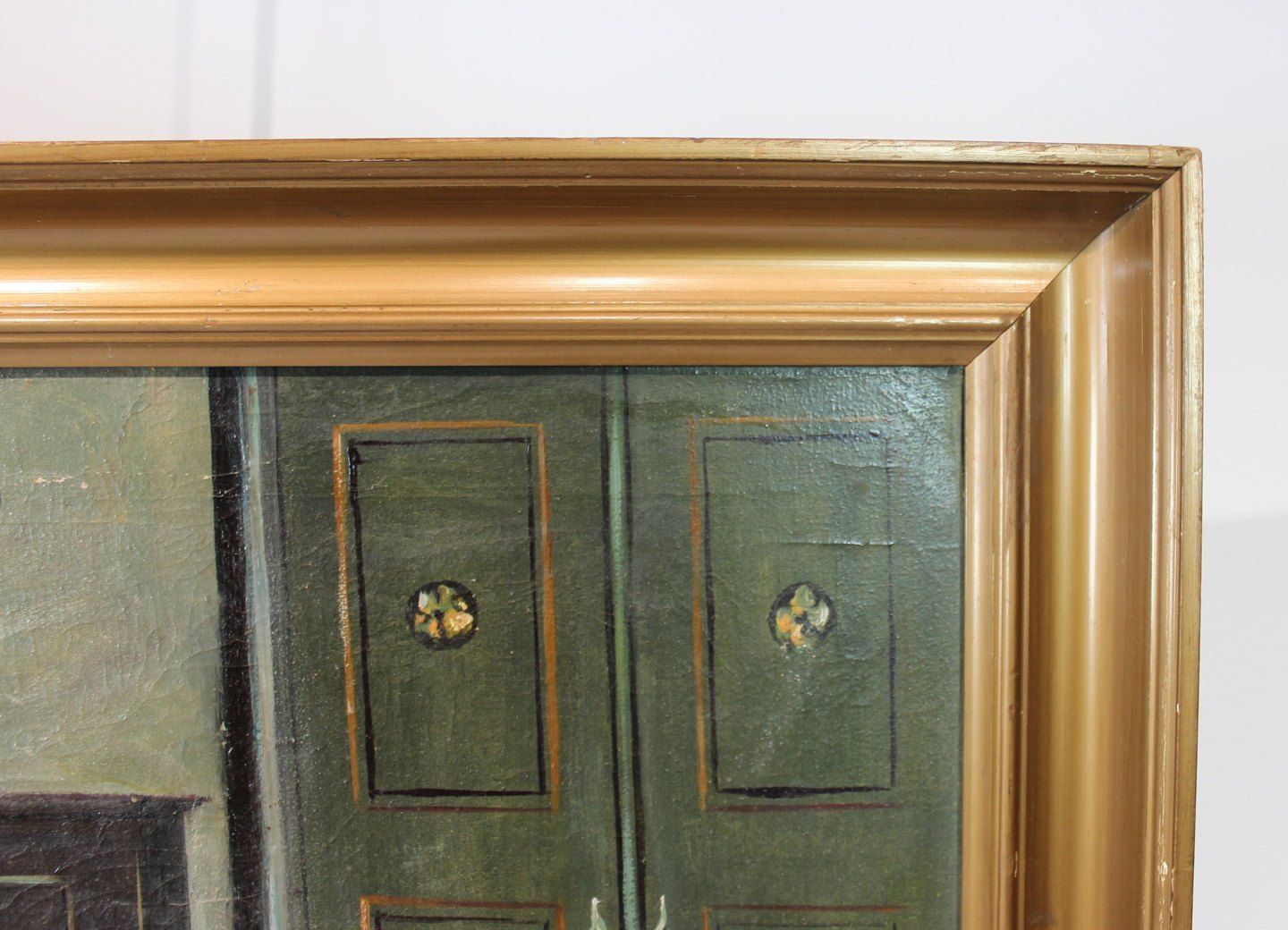 Painting With Motif Of Peasant Girl And Gold Frame Signed Hp From 1942. photo for sale