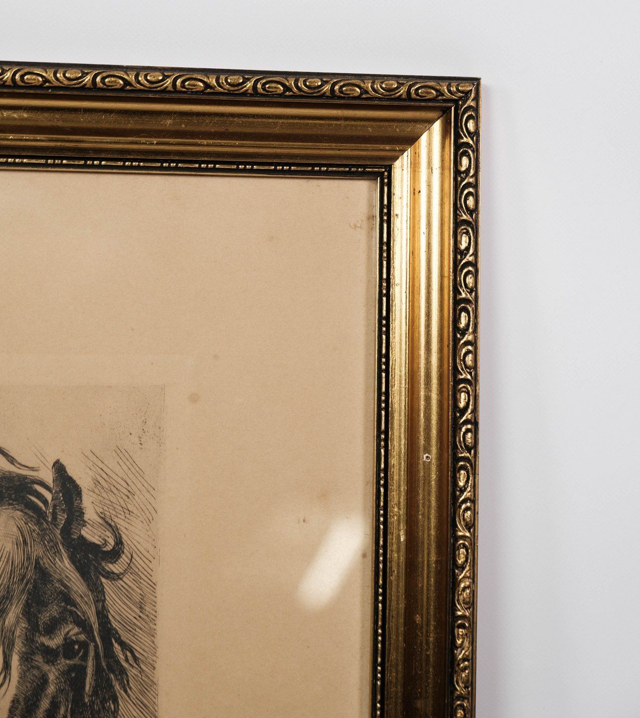 Original Erasure With Horses Motif And In Gilded Frame By Karl Hansen Reistrup 1863   1929. photo furniture