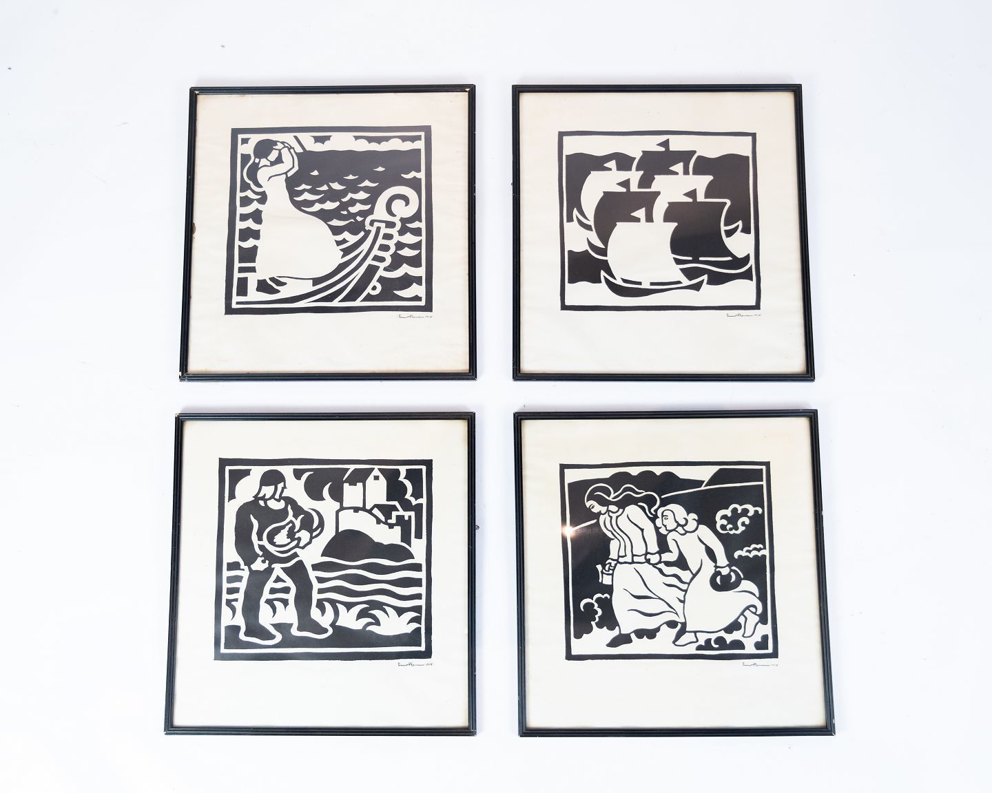 Different Prints In Black And White From 1915 And With Black Frame.