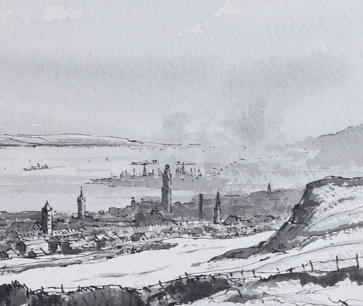 Claude Muncaster, 'The River Clyde Glasgow Shipyards' Watercolour (1952) photo for sale