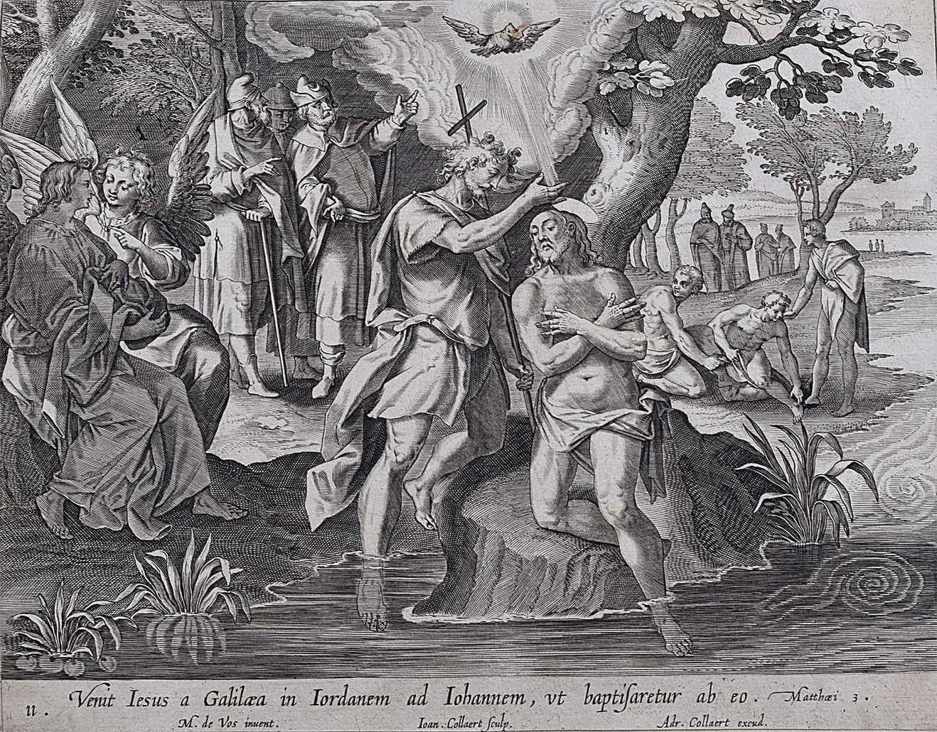 Adriaen Collaert 'The Baptism Of Christ' 17th Century Engraving