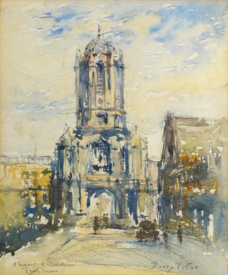 J F Barry Pittar, 'Tom Tower, Christ Church, Oxford' College Watercolour (C.1930)