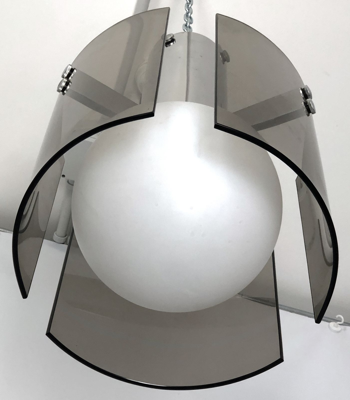 Veca, Italian Vintage Glass And Chrome Chandelier photo Lighting