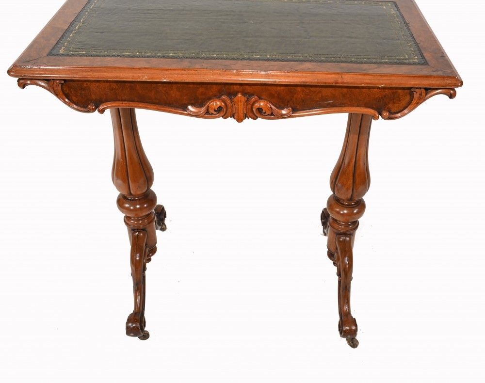 Victorian Writing Table Walnut Tulip Leg Desk 1880 photo for sale