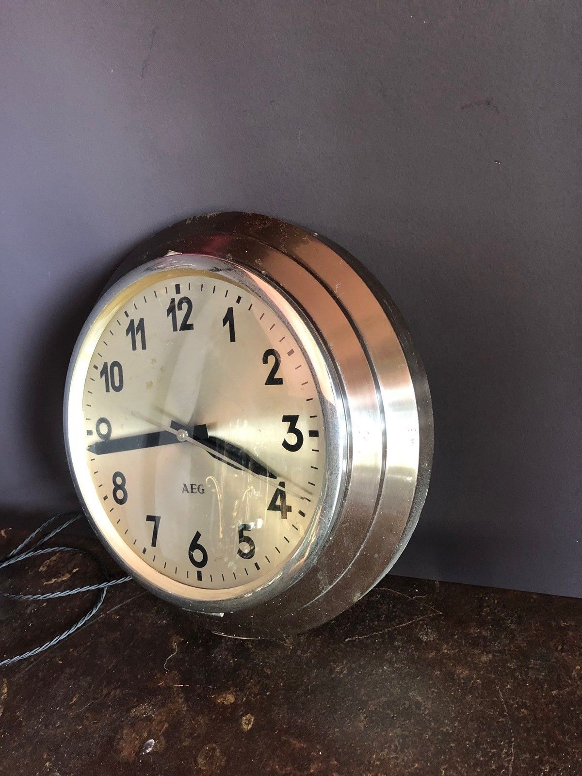 Large Aeg Factory Clock, 1960s photo furniture