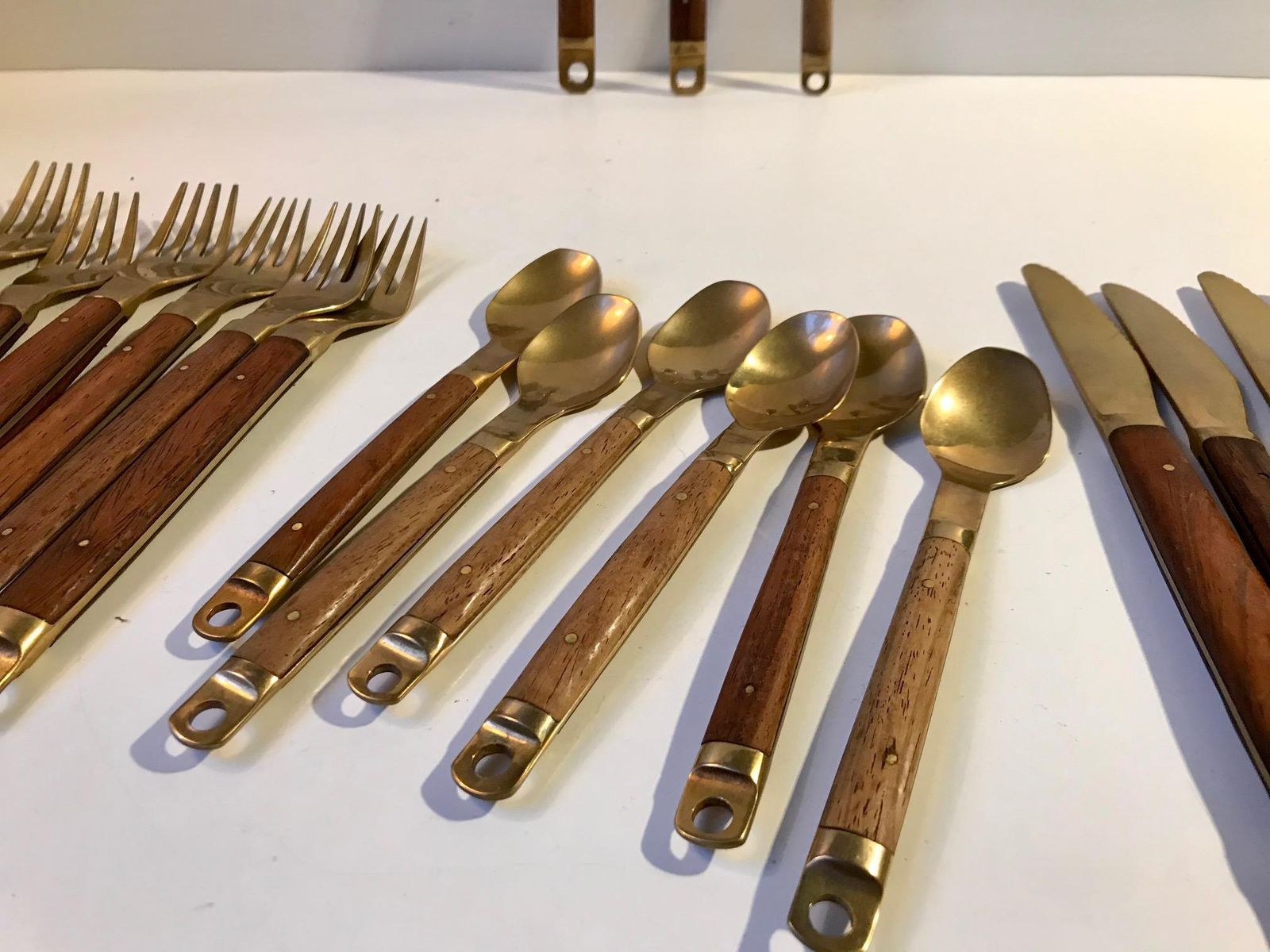Danish Modern Brass And Teak Cutlery Set From Carl Cohr, 1960s photo 599.0