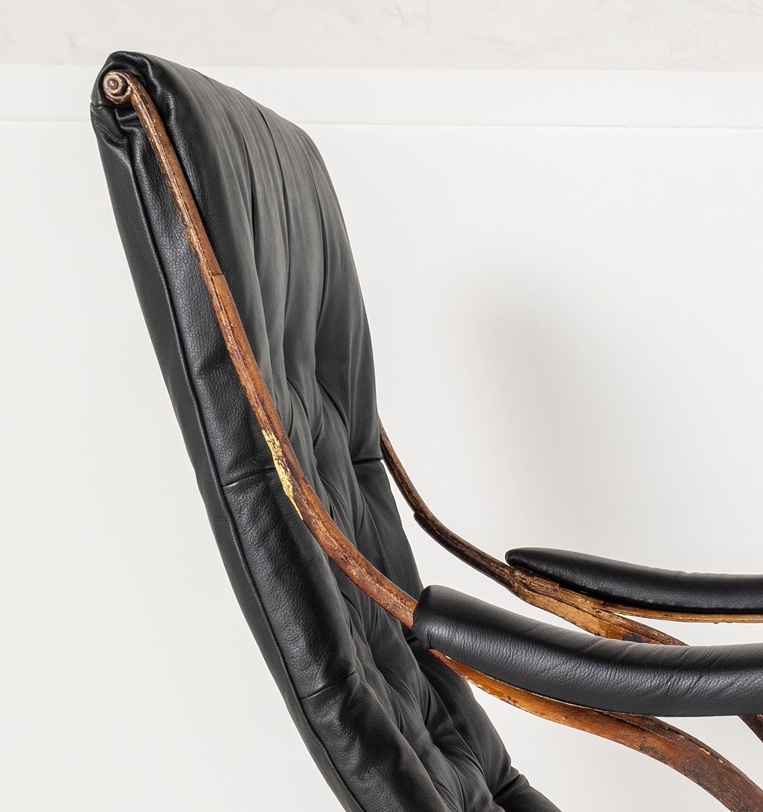 photo for sale Historic 19th Century Antique Iron Frame Leather Sling Rocking Chair By R W Winfield Of England