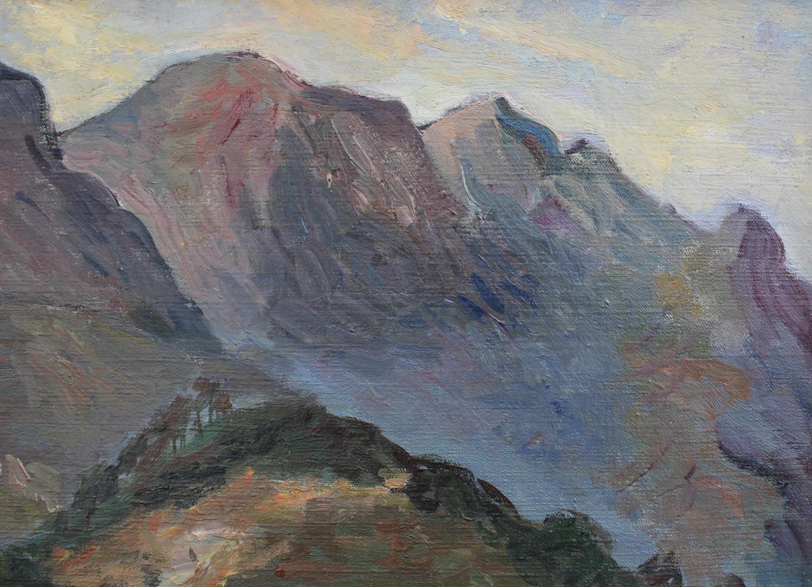 'Mountain Landscape' By Louise Jeanne Cottard Fossey (Circa 1950s) photo vintage