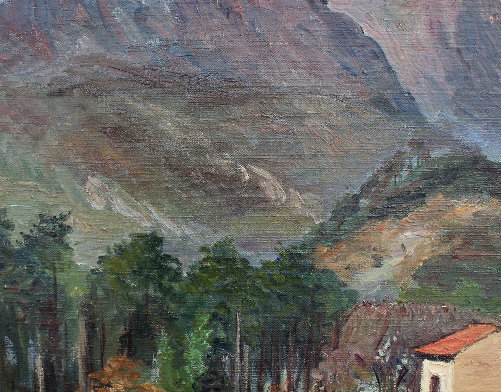 photo furniture 'Mountain Landscape' By Louise Jeanne Cottard Fossey (Circa 1950s)