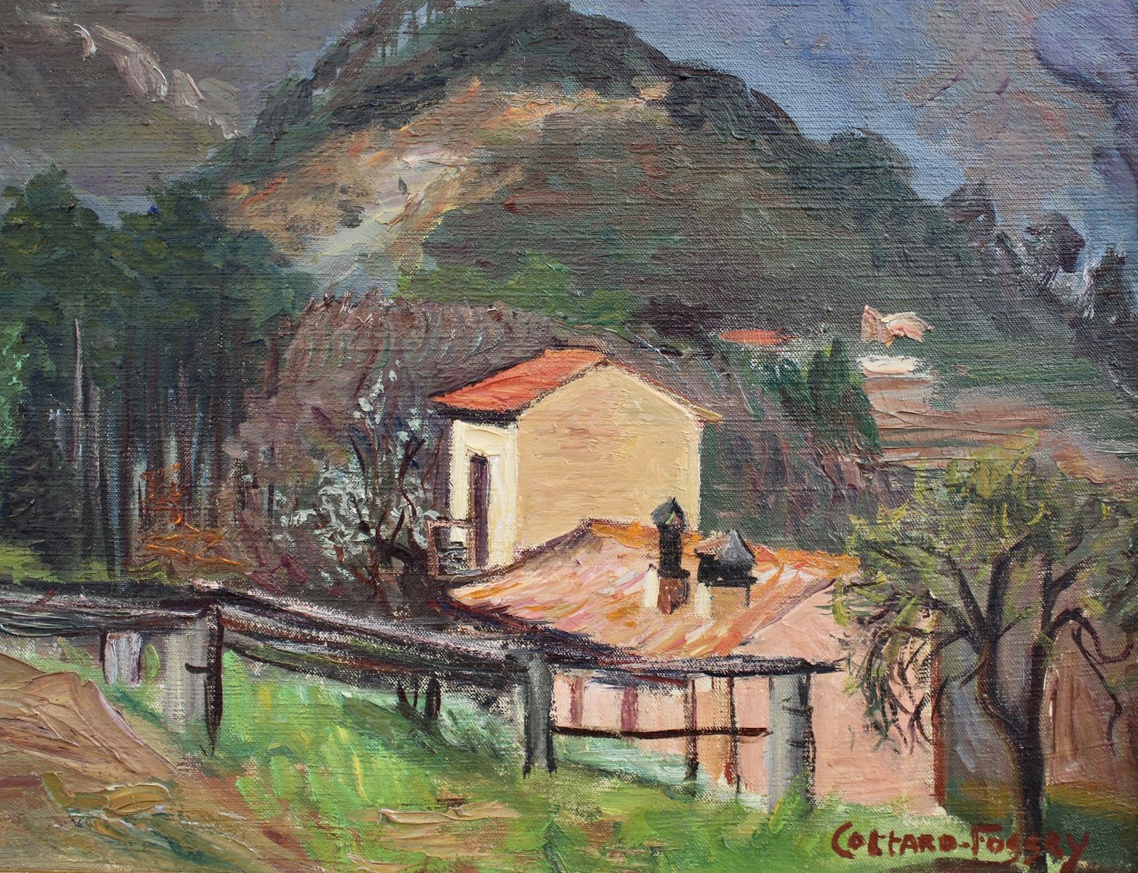 1500.0 'Mountain Landscape' By Louise Jeanne Cottard Fossey (Circa 1950s) photo