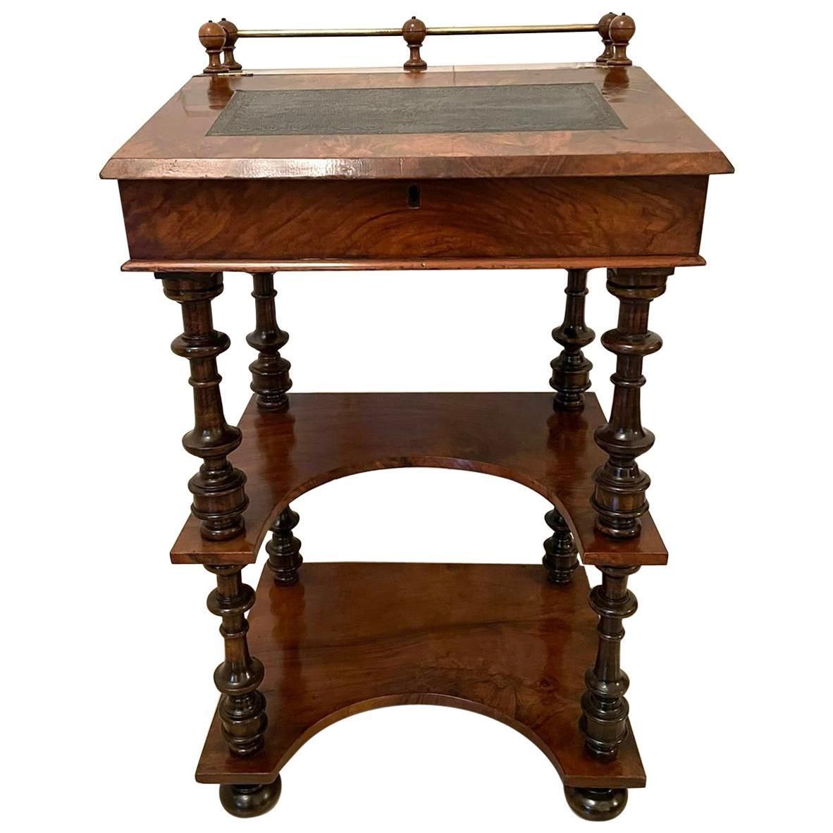 19th Century Victorian Antique Freestanding Walnut Ladies Davenport photo furniture
