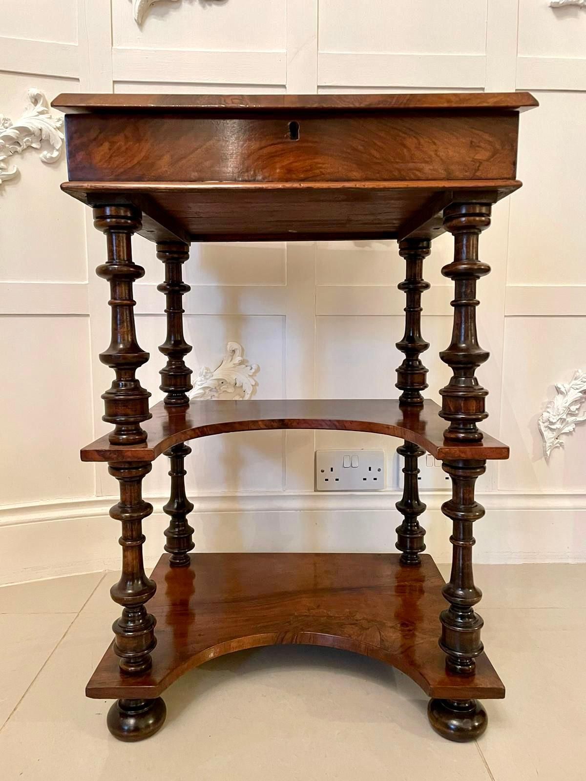 19th Century Victorian Antique Freestanding Walnut Ladies Davenport