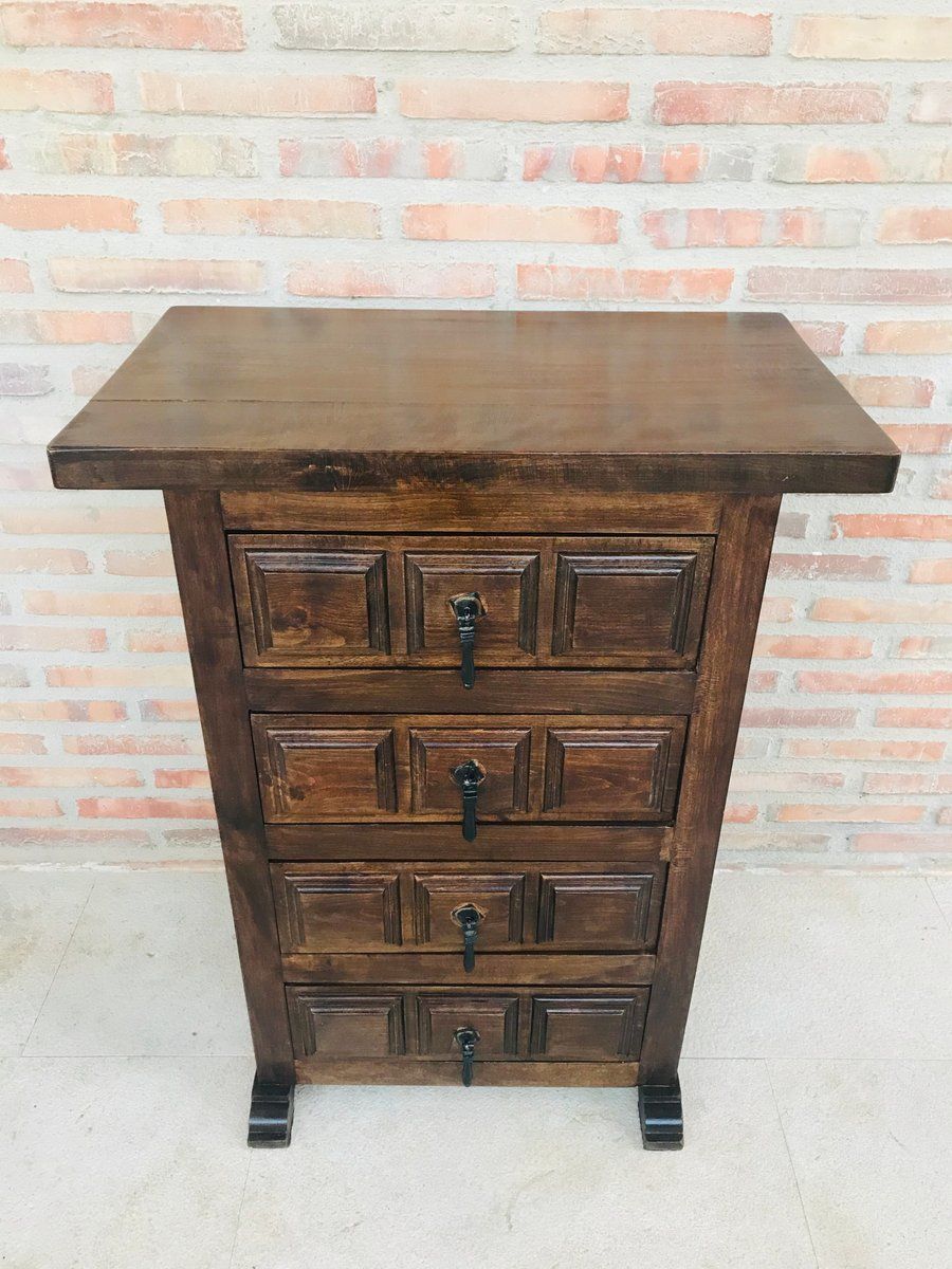 Antique Spanish Carved Walnut Chest Of Drawers photo furniture