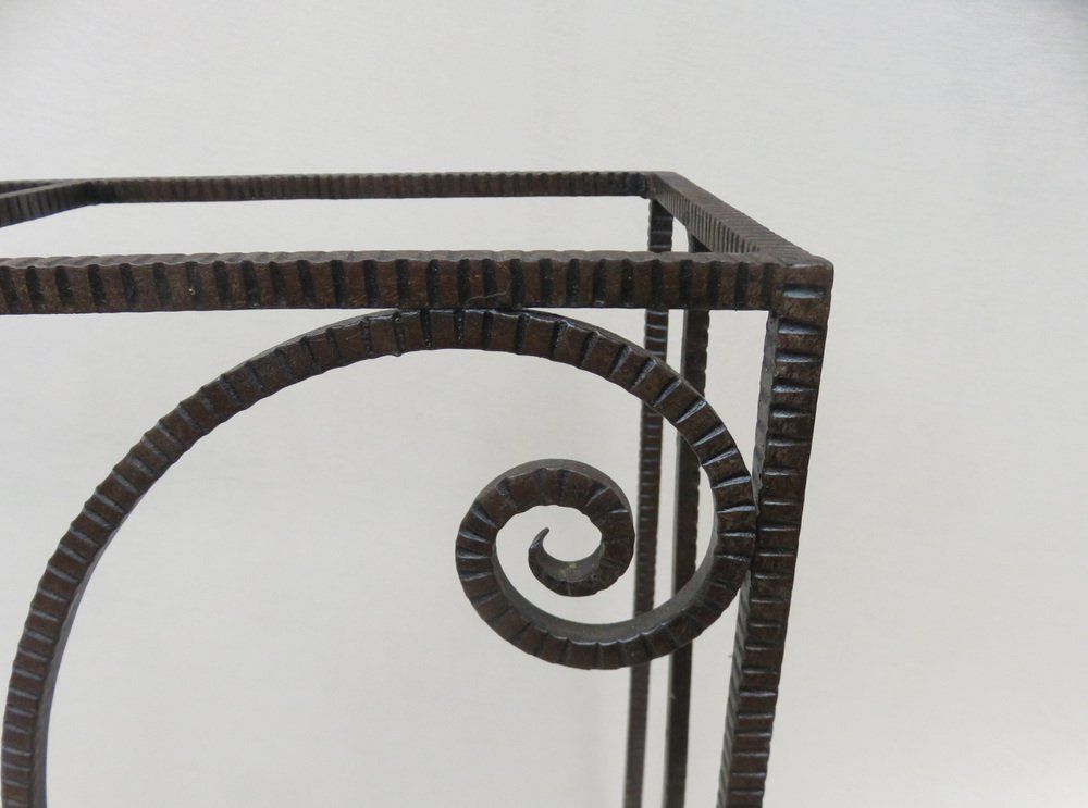 photo vinterior French Art Deco Umbrella Stand In Wrought Iron In The Style Of Edgar Brandt