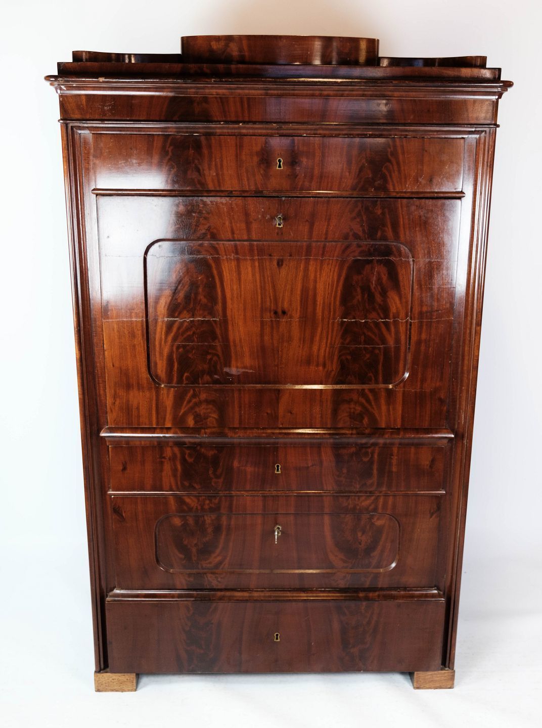 Secretary Of Mahogany With Intarsia, From The 1840s
