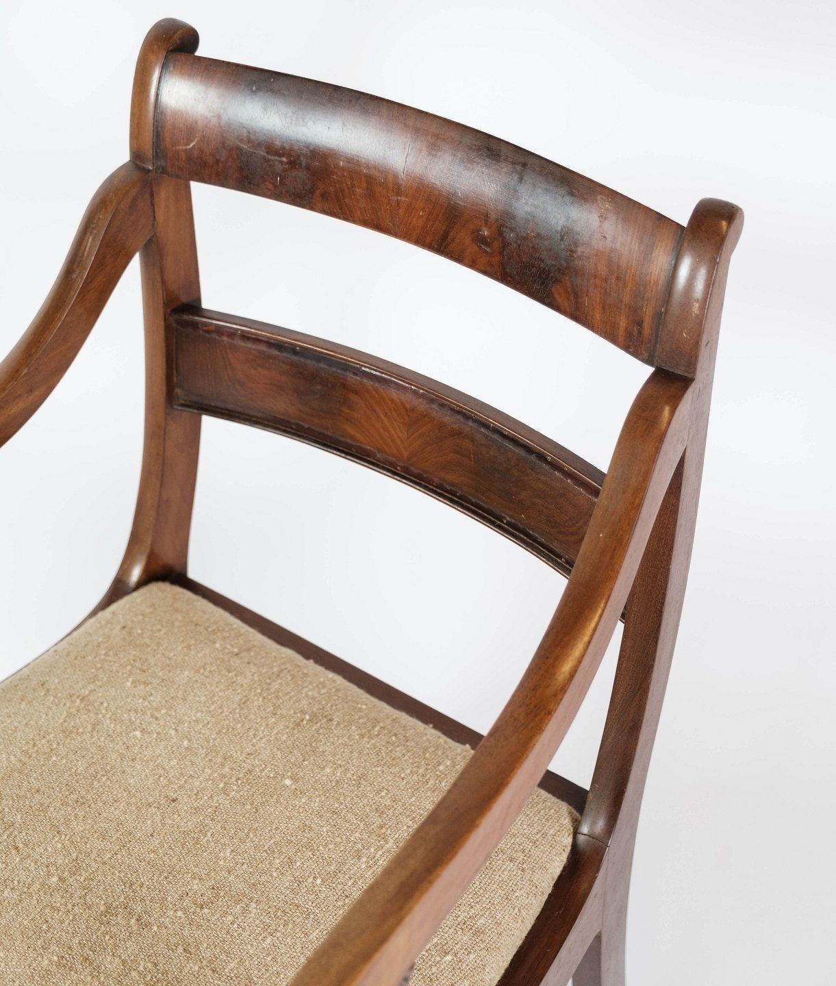 Late Empire Armchair Of Mahogany And Upholstered With Light Fabric From The 1860s. photo 785.0