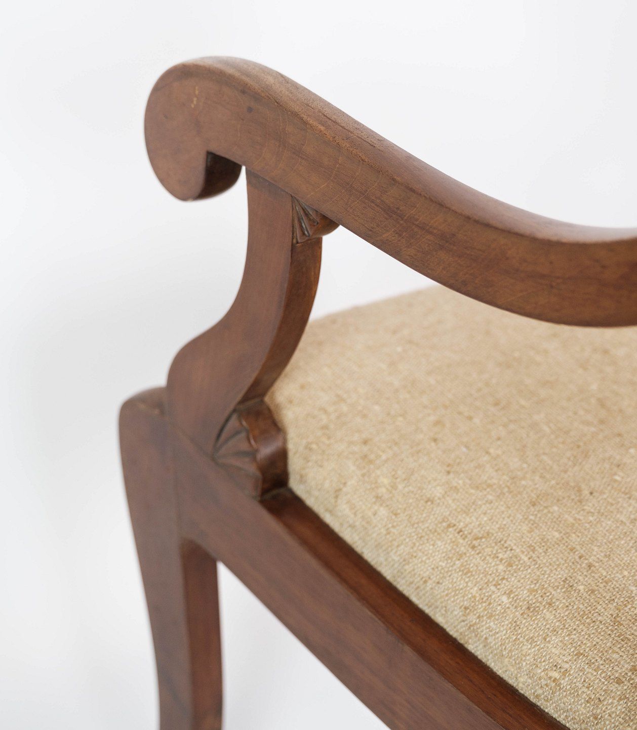 Late Empire Armchair Of Mahogany And Upholstered With Light Fabric From The 1860s. photo buy