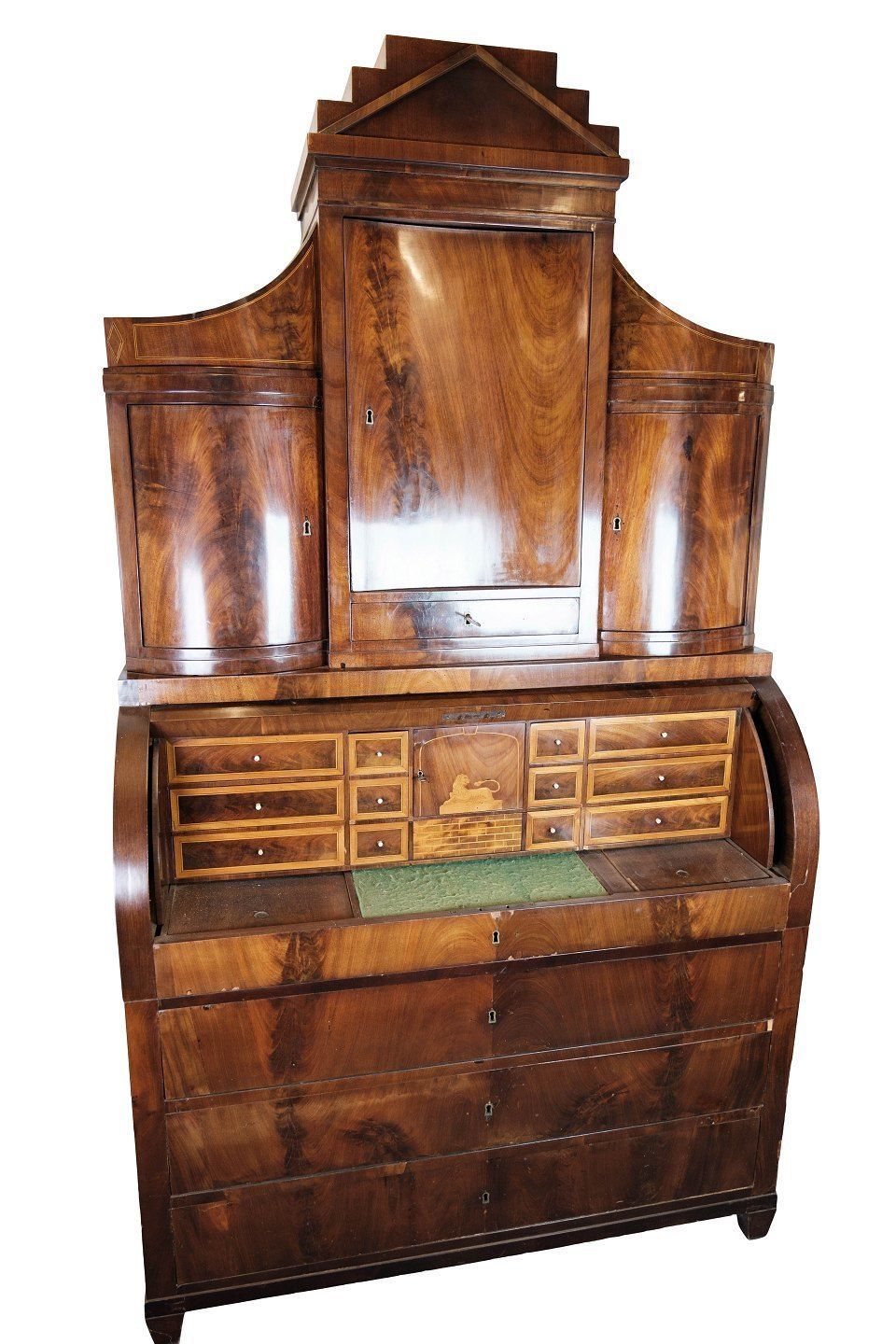 Large Late Empire Chatol Of Hand Polished Mahogany With Marquetry From The 1820s. photo furniture