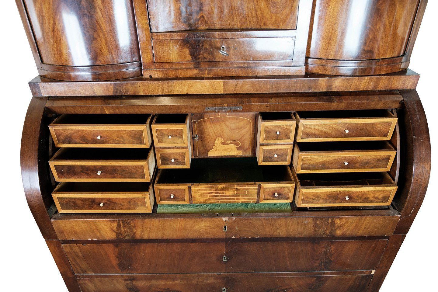 Large Late Empire Chatol Of Hand Polished Mahogany With Marquetry From The 1820s. photo for sale