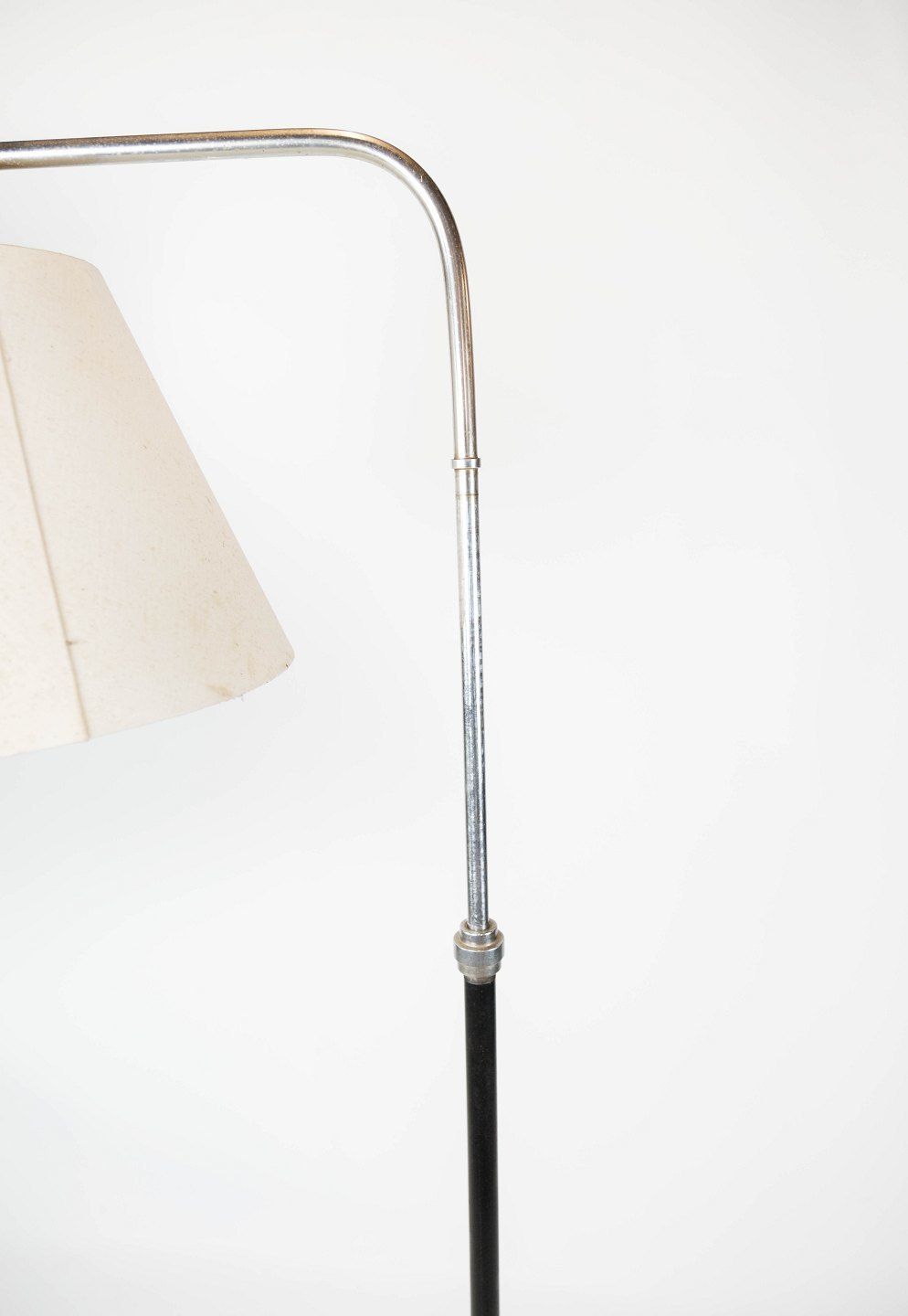Floor Lamp Of Chromed And Black Painted Metal Of Danish Design From The 1970s. photo for sale