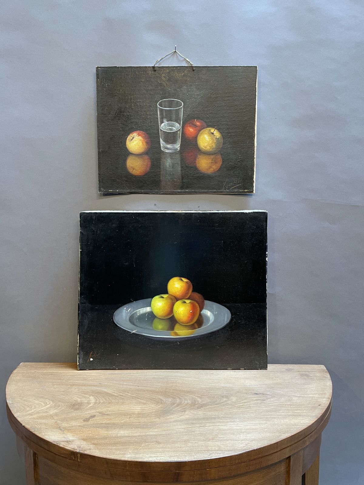 2 Spanish School Still Life Oil Studies photo for sale