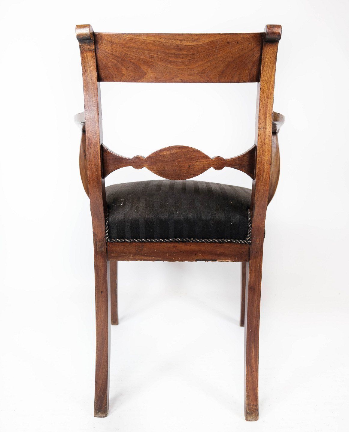 Set Of Two Mahogany Armchairs And Upholstered In Black Fabric, From The 1860s. photo vinterior