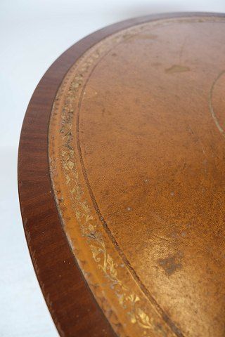 Antique Dining Table In Mahogany With Marquetry And Inlaid Leather From 1920s photo buy