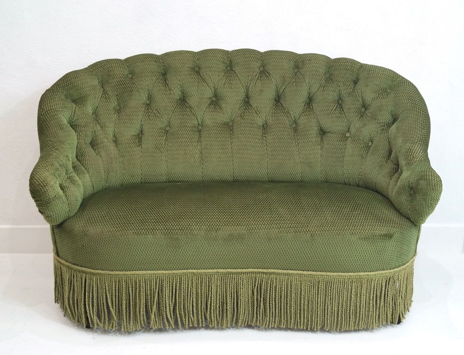 An Antique French Napoleon III Buttoned Two Seater Sofa photo furniture