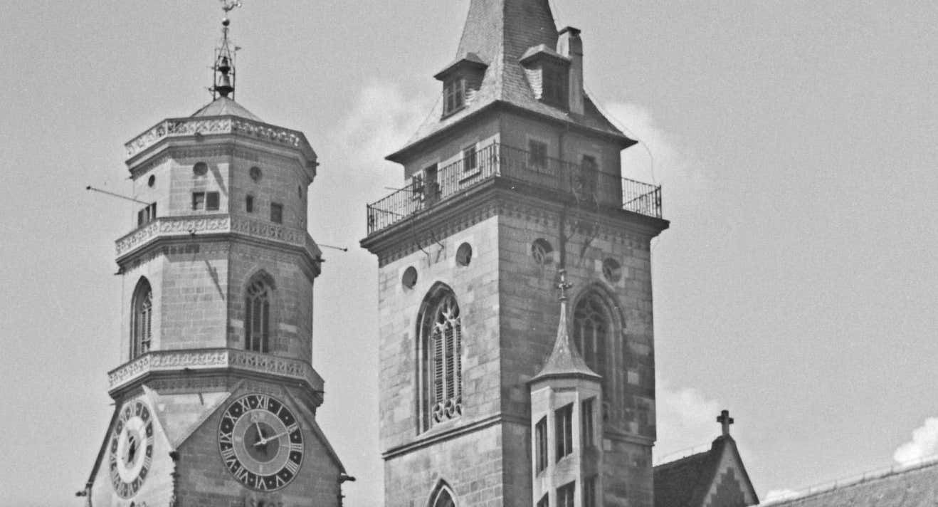 Karl Heinrich Lämmel Belfries Of Collegiate Church At Stuttgart, Germany 1935, Printed Later 1935/2021 photo Art