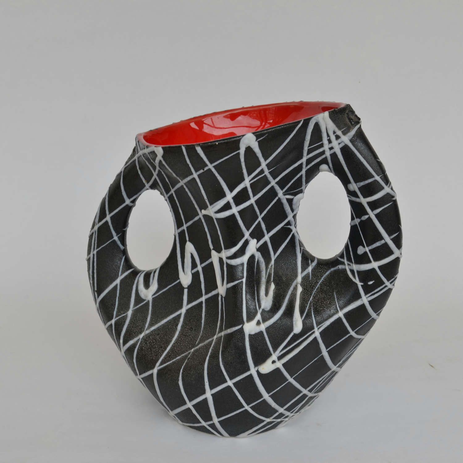 Set Of Three Vallauris Ceramic Vases In Black & White photo Home Decor