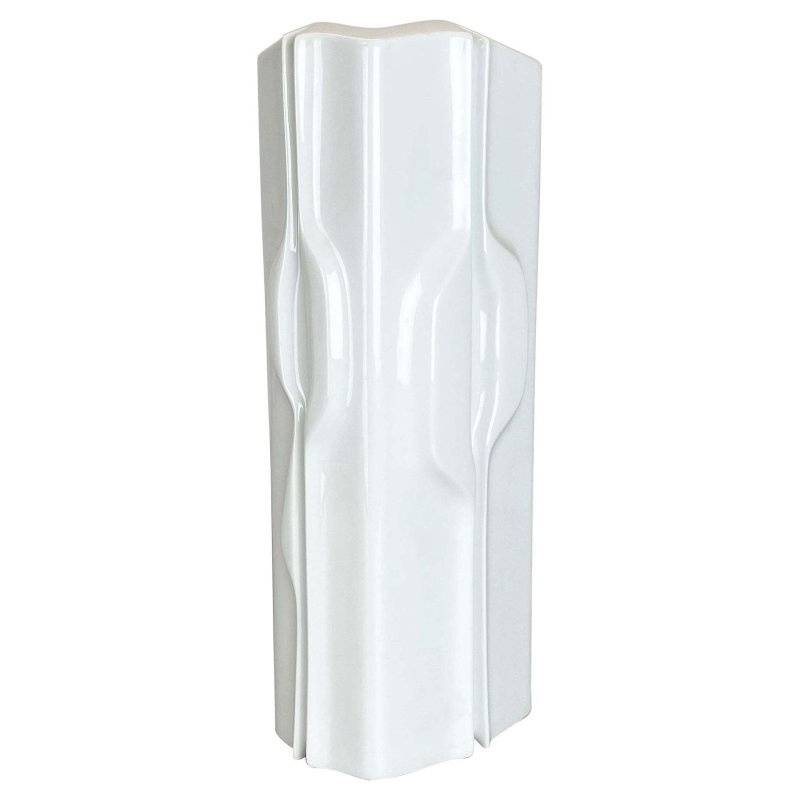 Large Op Art Vase Porcelain German Vase By Fürstenberg Ceramics, Germany, 1970s