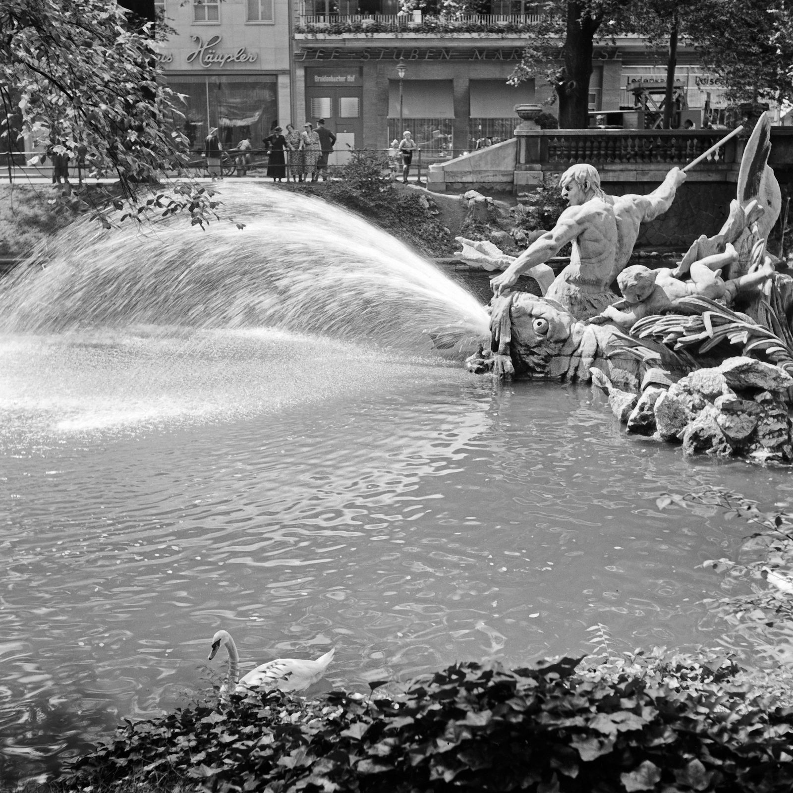 Tritons Fountain At Koenigsallee Avenue Duesseldorf, Germany Karl Heinrich Lämmel