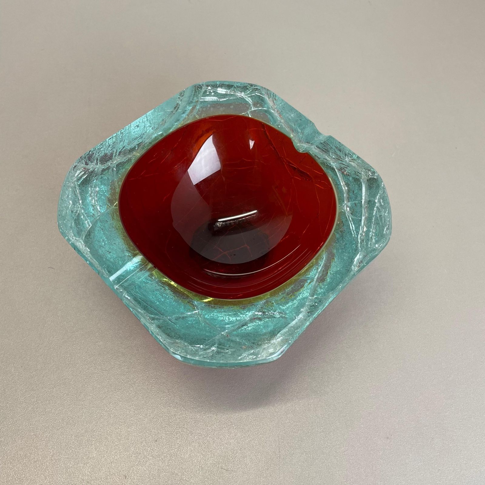 photo buy Large Murano Glass Crack Structure Bowl Shells Ashtray Element Italy 1970s
