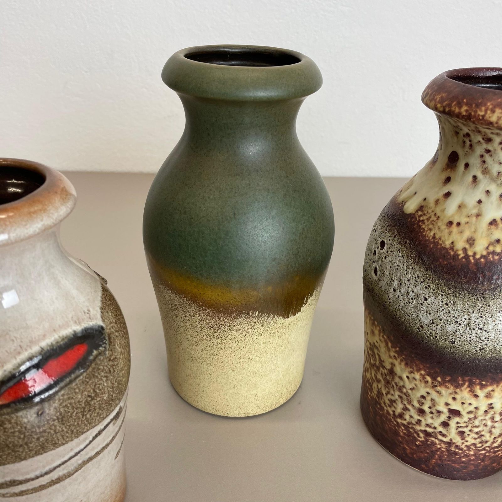 photo furniture Set Of Five Vintage Pottery Fat Lava Vases Made By Scheurich, Germany, 1970s