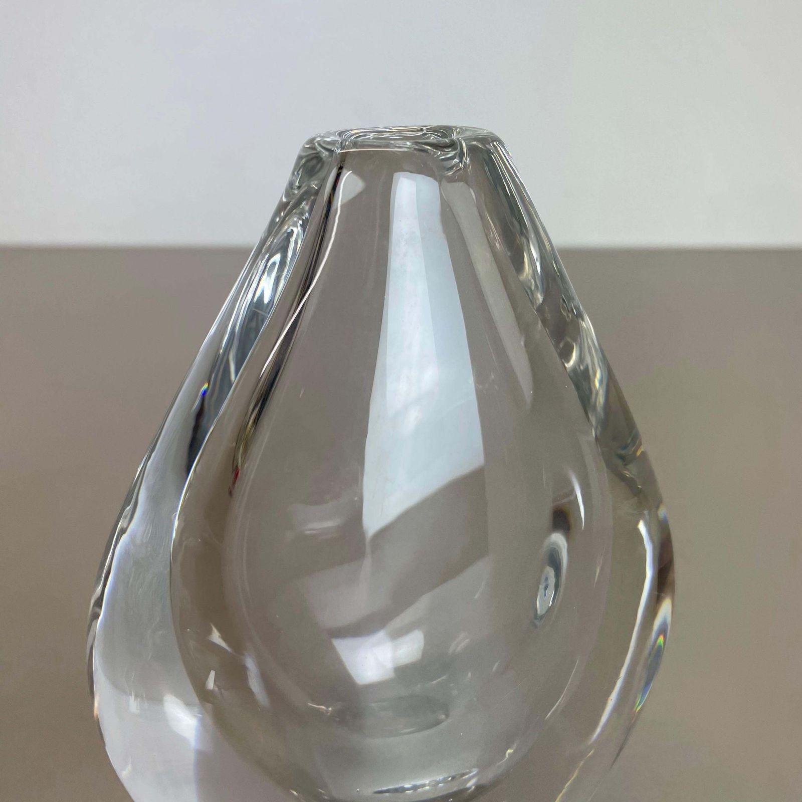 photo for sale Large 1,8kg Sven Palmqvist Lucid Drop Glass Vase For Orrefors, Sweden, 1970s